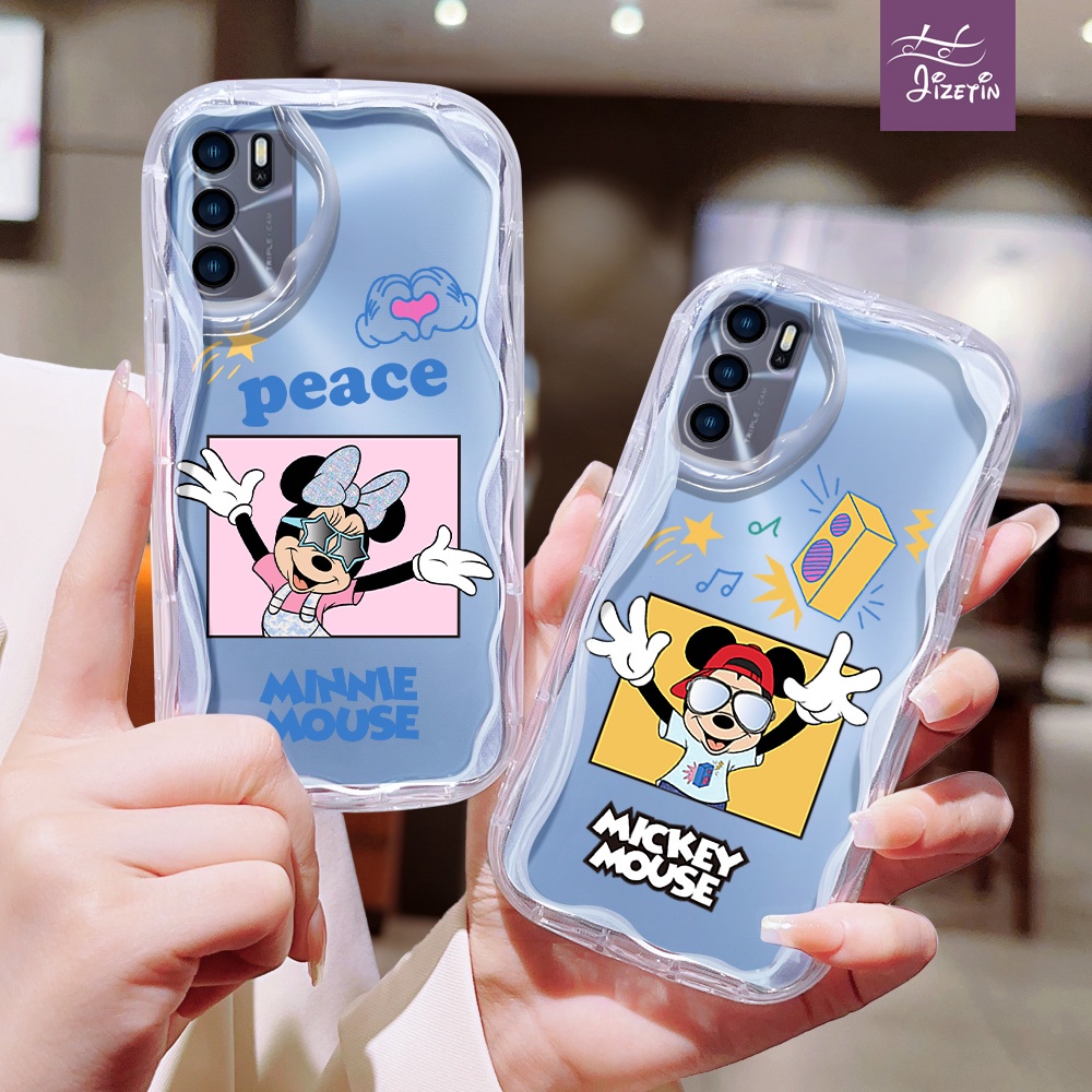 Minnie dan Mickey dengan Kacamata Hitam Casing ph bentuk aneh untuk for OPPO A3S A5/S AX5 A7/N AX7 A
