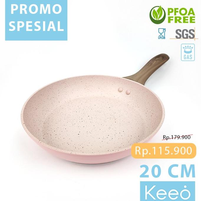 Keeo 20 cm Wajan Penggorengan Anti Lengket Marble Granit Pink