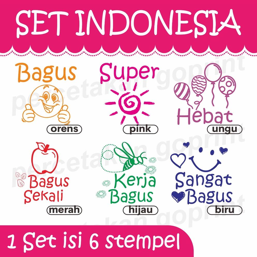 TERMURAH STEMPEL REWARD, STEMPEL PENILAIAN GURU TK, PAUD, SD LENGKAP 1 SET INGGRIS INDONESIA, STEMPE