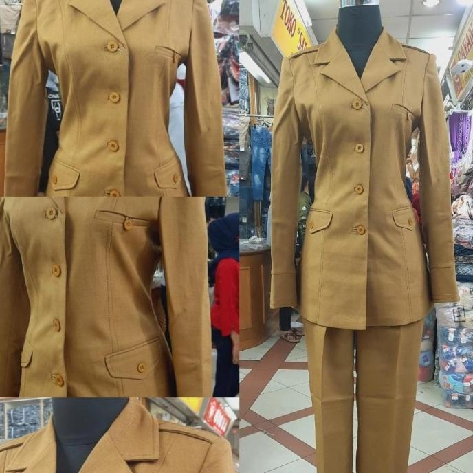 Blazer Baju Seragam Pemda PNS Kantor Wanita Cewek Kerah Jas Panjang