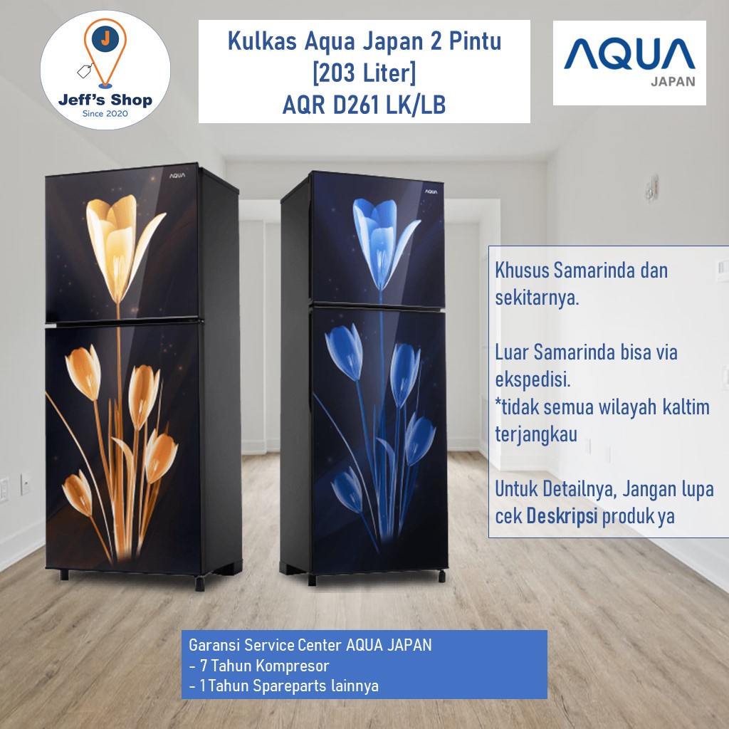Kulkas Aqua Japan 2 Pintu [203 Liter] AQR D261 LK/LB