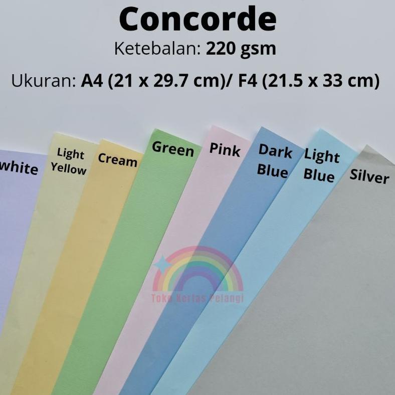 

Miliki - Kertas Karton Concorde 220gsm isi per 50 pcs ukuran A4 / F4