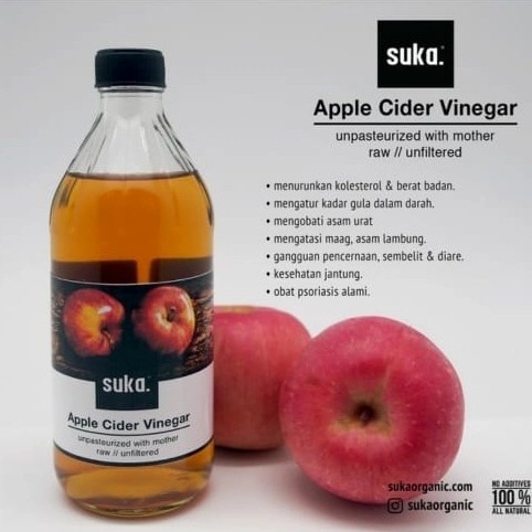 

Terlaris SUKA APPLE CIDER VINEGAR (475ML) UNPASTEURIZED WITH MOTHER. SALE