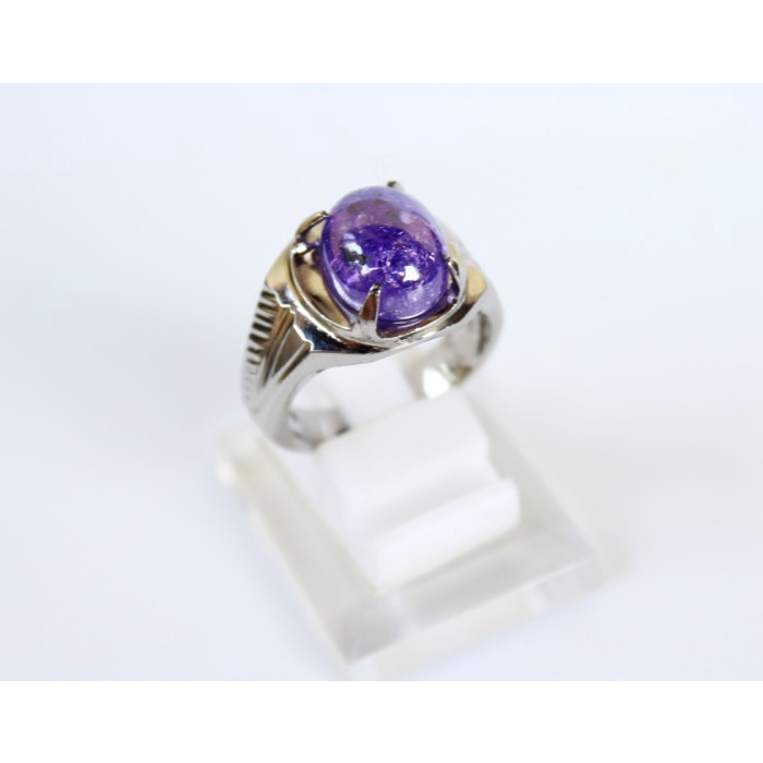 Mei Cincin Batu Akik Pecah Seribu Ungu - Cincin Batu Pria Monel Anti Karat