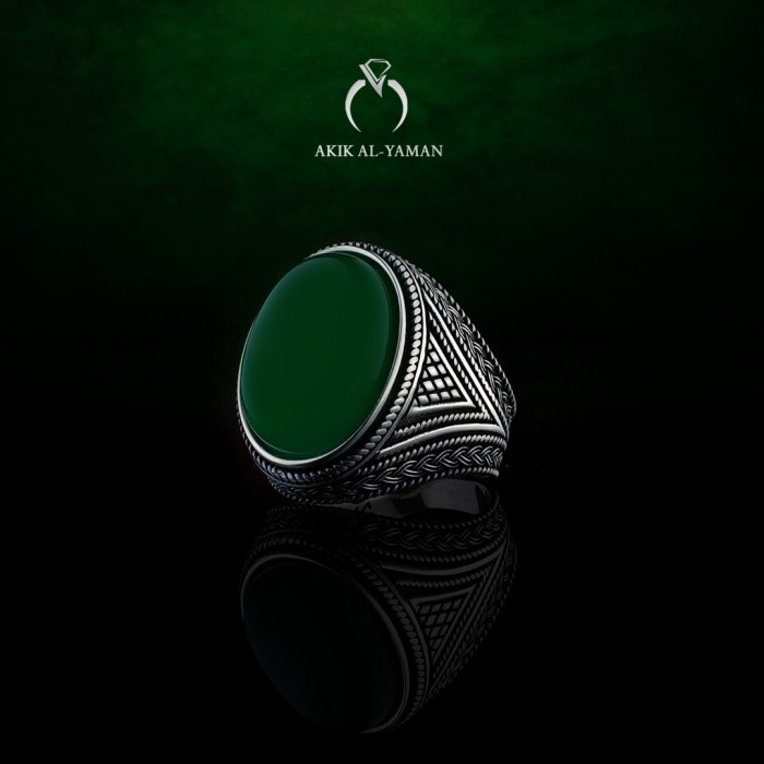 Mei Cincin Batu Akik Yaman Ahdhor Dengan Ring Perak 925 Original Yemen