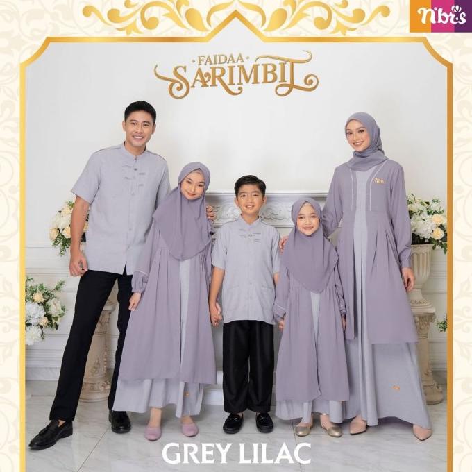Trend Sarimbit Nibras Faidaa Grey Lilac Baju Muslim Couple Lebaran Keluarga Limited Edition