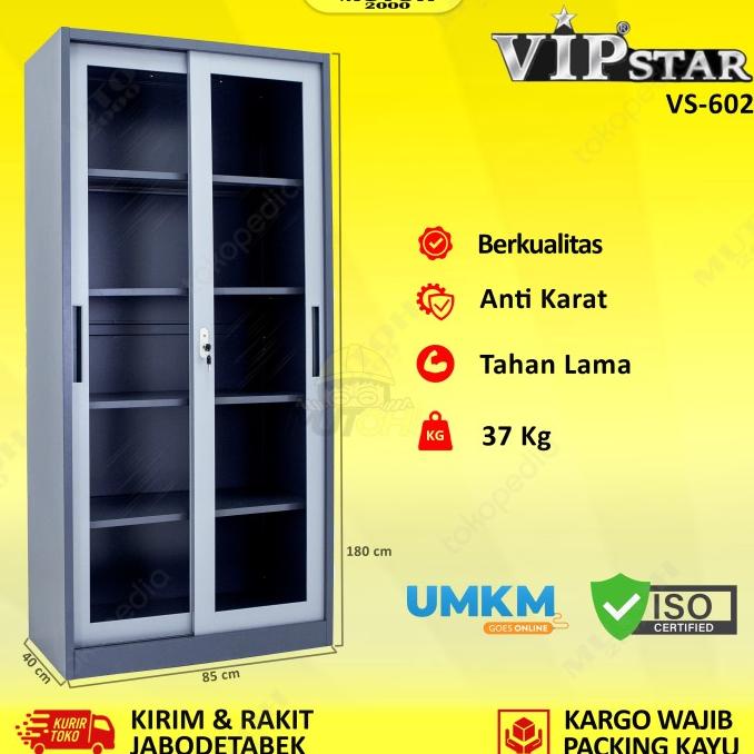 

Vip Star Vs-602 Lemari Arsip Besi 2 Pintu Sliding Kaca Pintu Geser Pengiriman Cepat