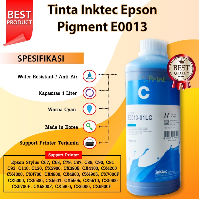 

TINTA PIGMENT INKTEC BLACK T6641 T6731 T0771 T0781 T0791 EPSON 1 LITER