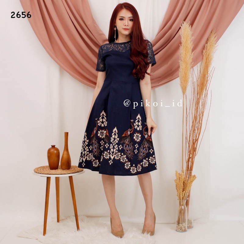 Dress Cheongsam Couple Batik Merah Imlek Cny / Dress Congsam Qipao Sincia Katun Stretch / 2656 Merak