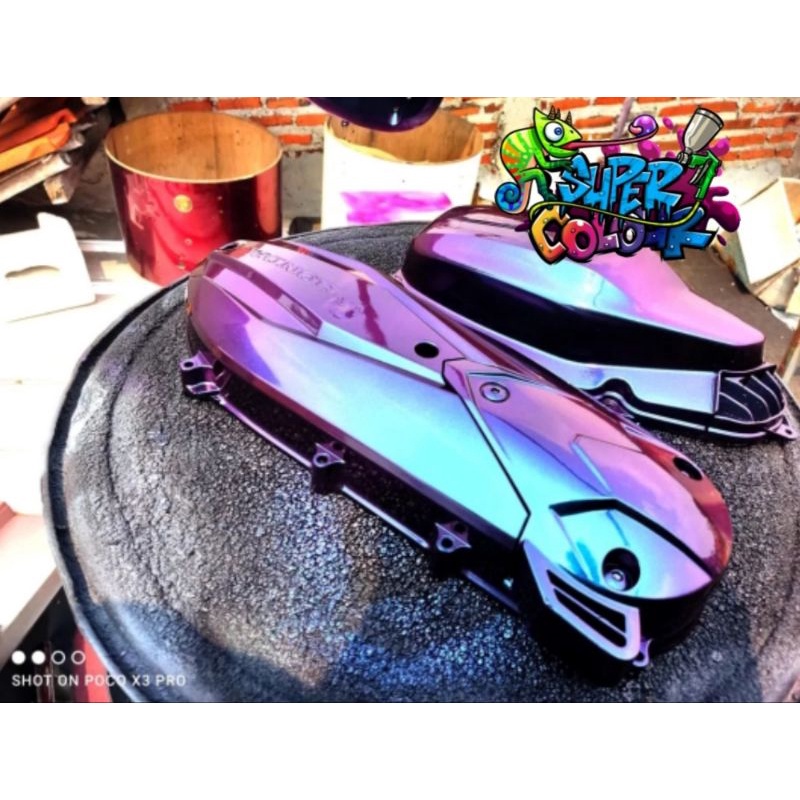 cat bunglon 3 warna super colour red blue prpule 500ml gartis tiner PU100ml