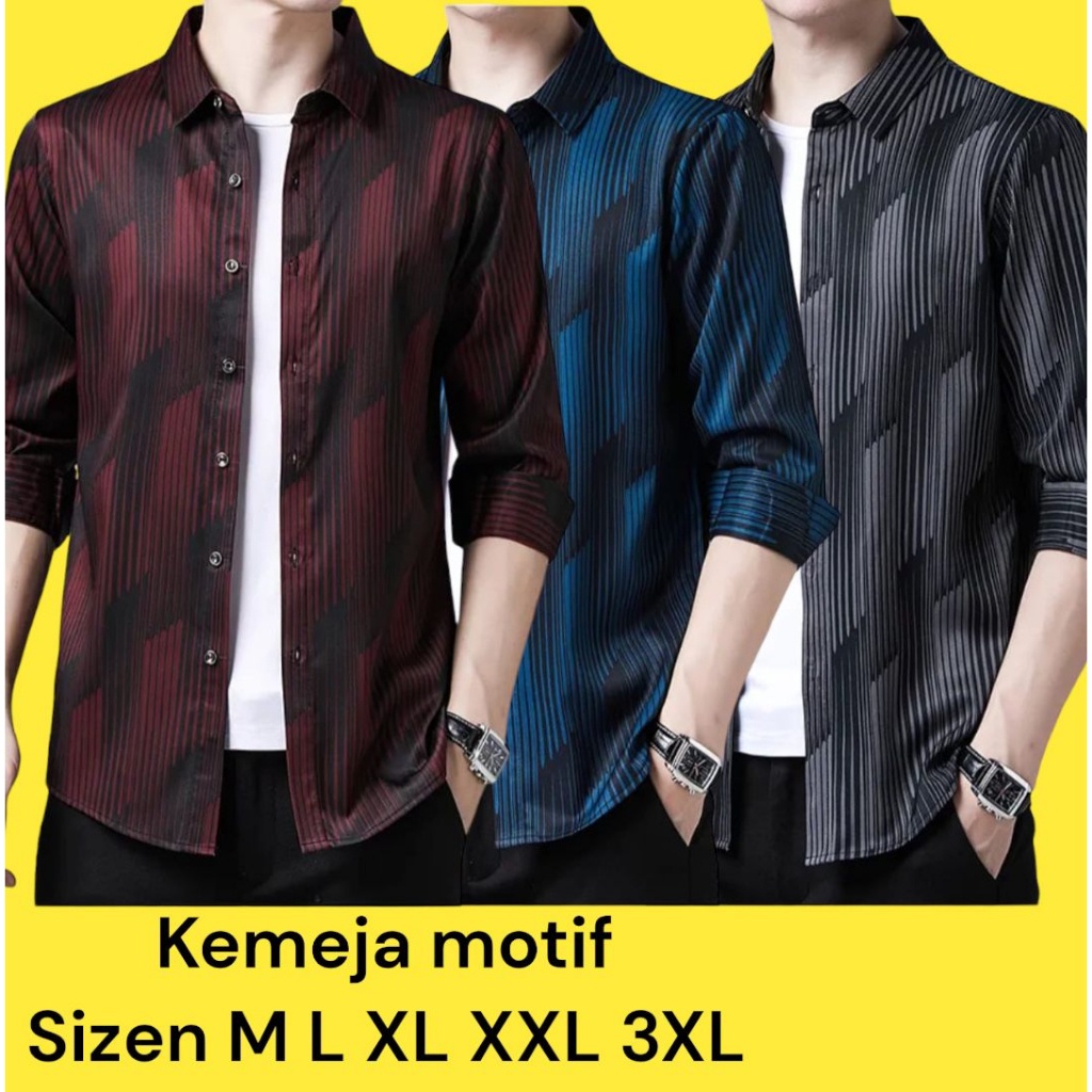 Kemeja Pria Lengan Panjang 2023 Pendek Korean Style Hem Cowo Kemija Casual Koko Kotak Outfit Murah S