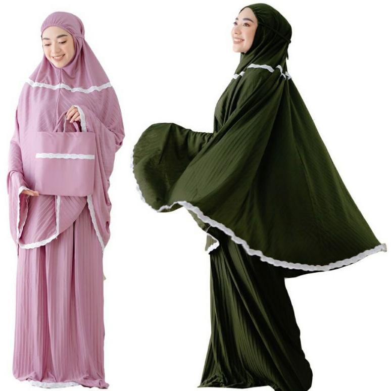 Terbaru - Mukena Plisket/Mukena Plisket Renda /Mukena Traveling/Mukena /Mukena Bali ~