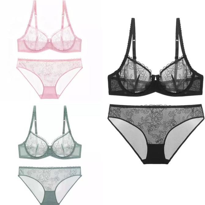 Bra set transparan sexy lace berkawat - Lafemme Underwear