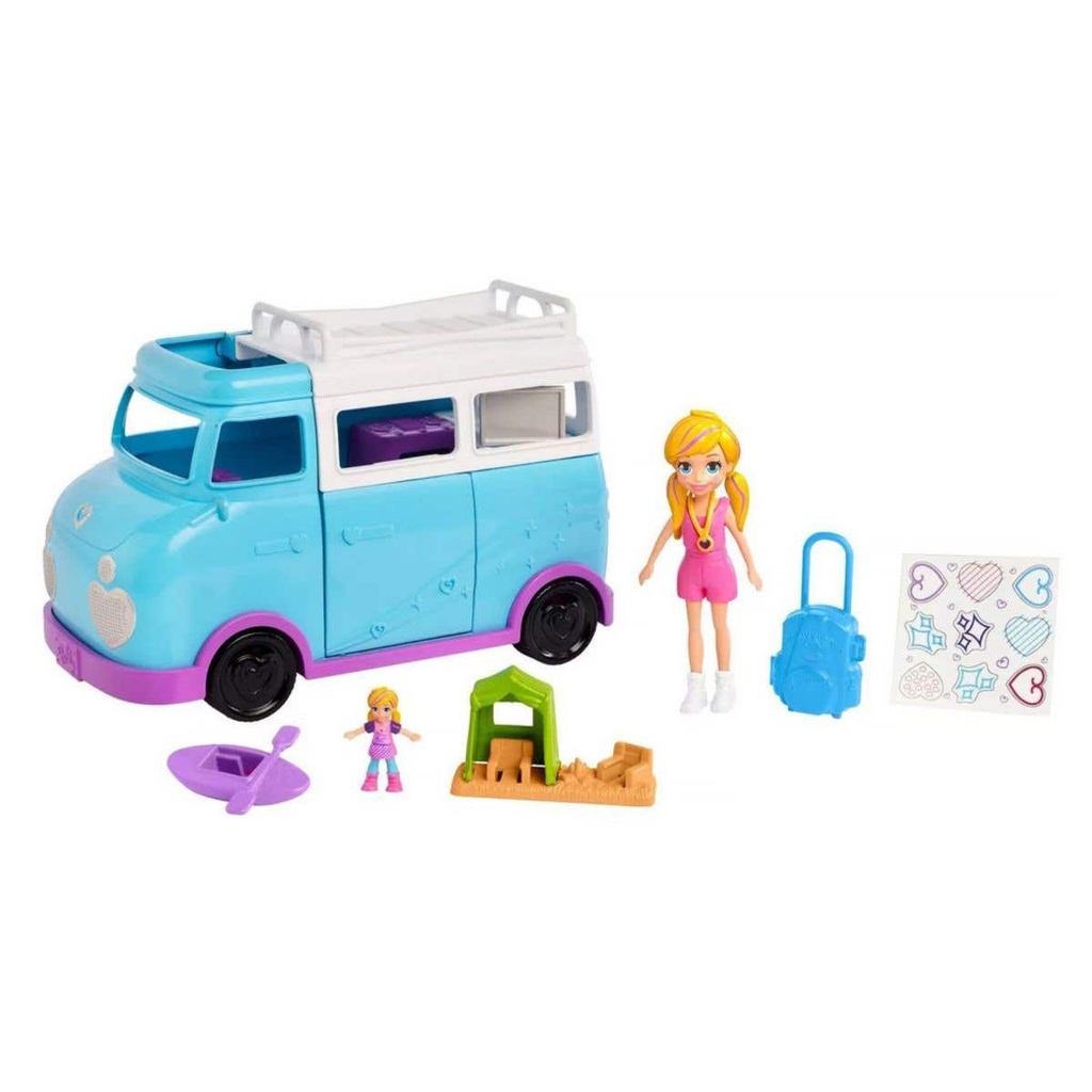 Polly Pocket Glamping Van And Doll Playset
