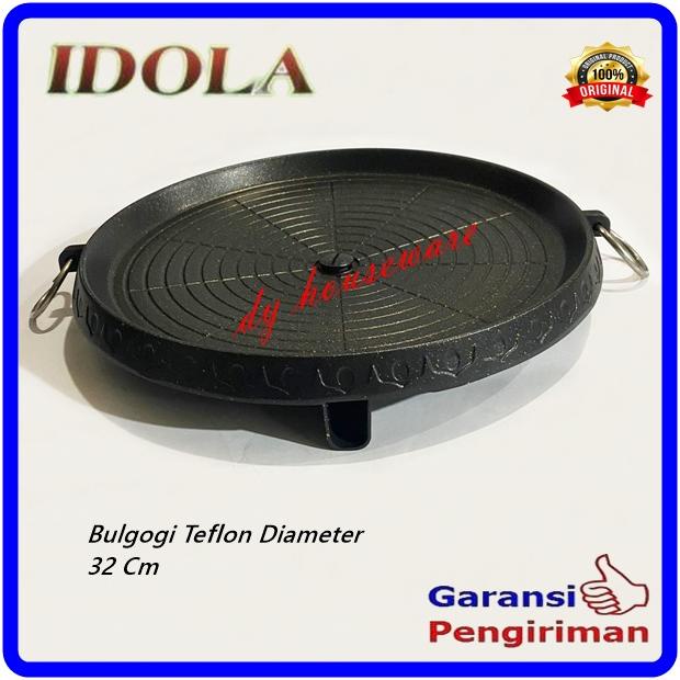 Murah Bulgogi Pan Grill Pan Wajan Panggang Bulat 32 Cm Teflon Coating Tanpa Tutup Idola Lmrs48