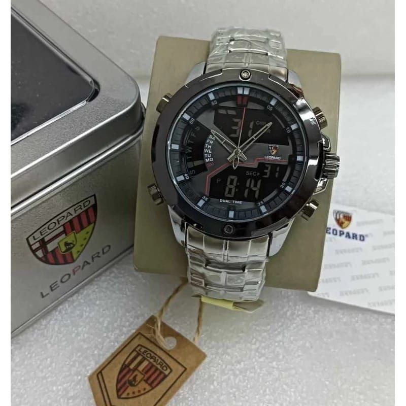Jam Tangan Pria SPORT DualTime Original Leopard Waterproof 3 ATM BERGARANSI - TERBARU