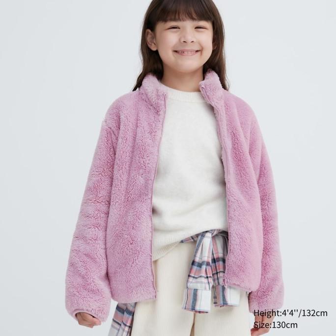 JAKET ANAK UNIQLO SOFT FLUFFY FLEECE LEMBUT KIDS JACKET 428225 PINK