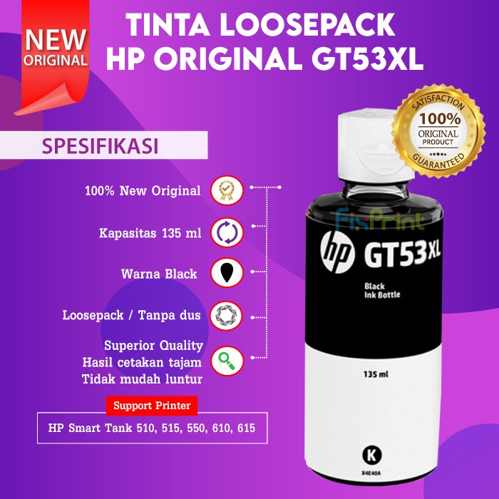 

TINTA HP GT53 GT51 BLACK GT52 CYAN MAGENTA YELLOW PRINTER 315 115 415