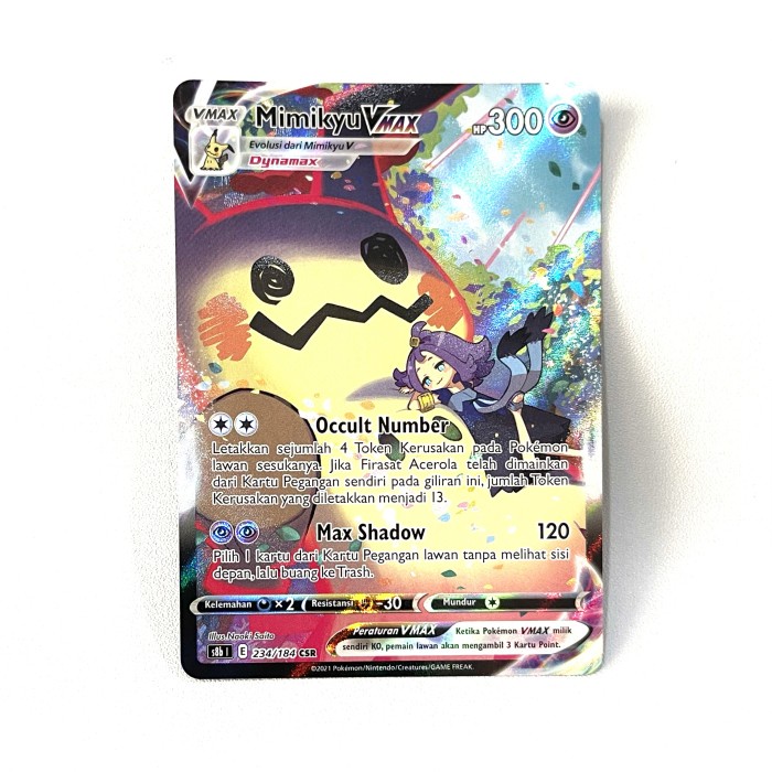POKEMON TCG INDONESIA MIMIKYU VMAX S8B 234/184 CSR
