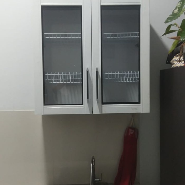 Promo Rak Piring Lemari Gantung Dapur Kitchen Set Atas 2 Pintu Besi