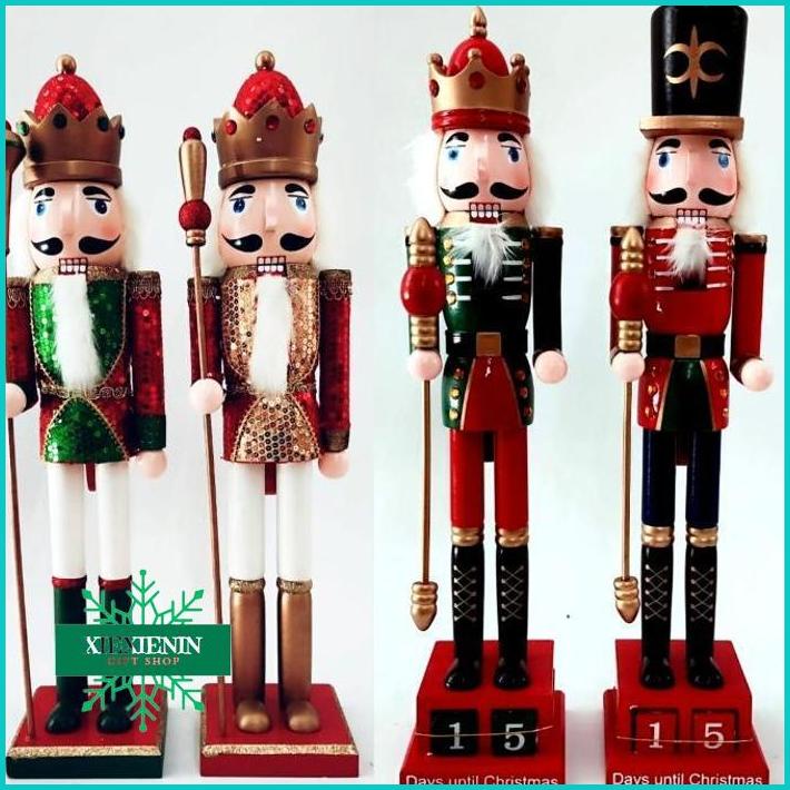 XIEXIENIN Patung Kayu Nutcraker 60 cm Gliter Model Kalender 25 Des Kado Natal