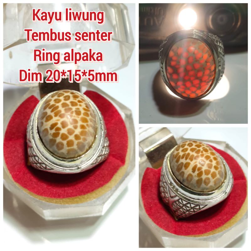 CINCIN BATU KAYU LIWUNG KUNING RING ALPAKA