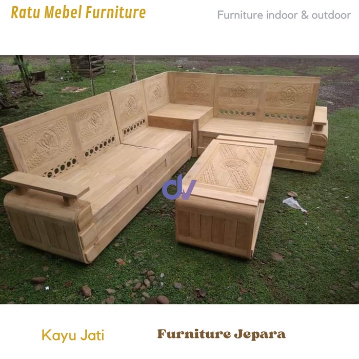 UJ 211 meja tamu kursi tamu minimalis ruang tamu - Natural kayu