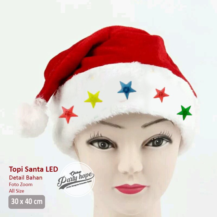 

topi natal santa led / aksesoris natal / topi santa nyala / all size - Led Rainbow Limited Stock