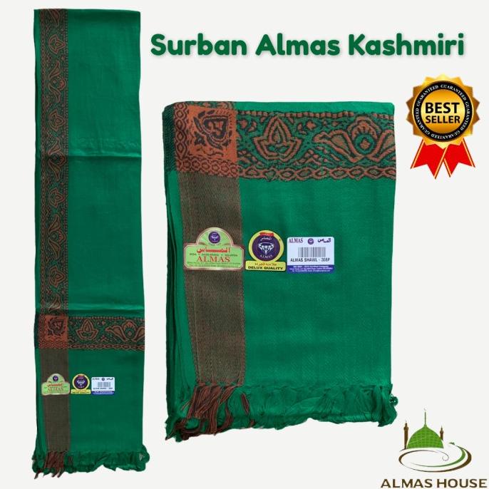 Sorban Deluxe Kashmiri Hijau + Warna | Shawl Almas 308F