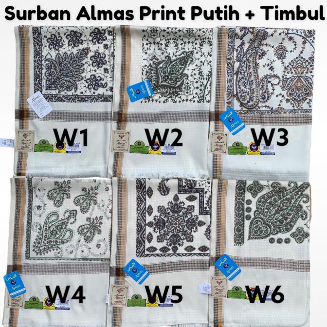 Sorban Exclusive Kashmiri Almas Print Putih