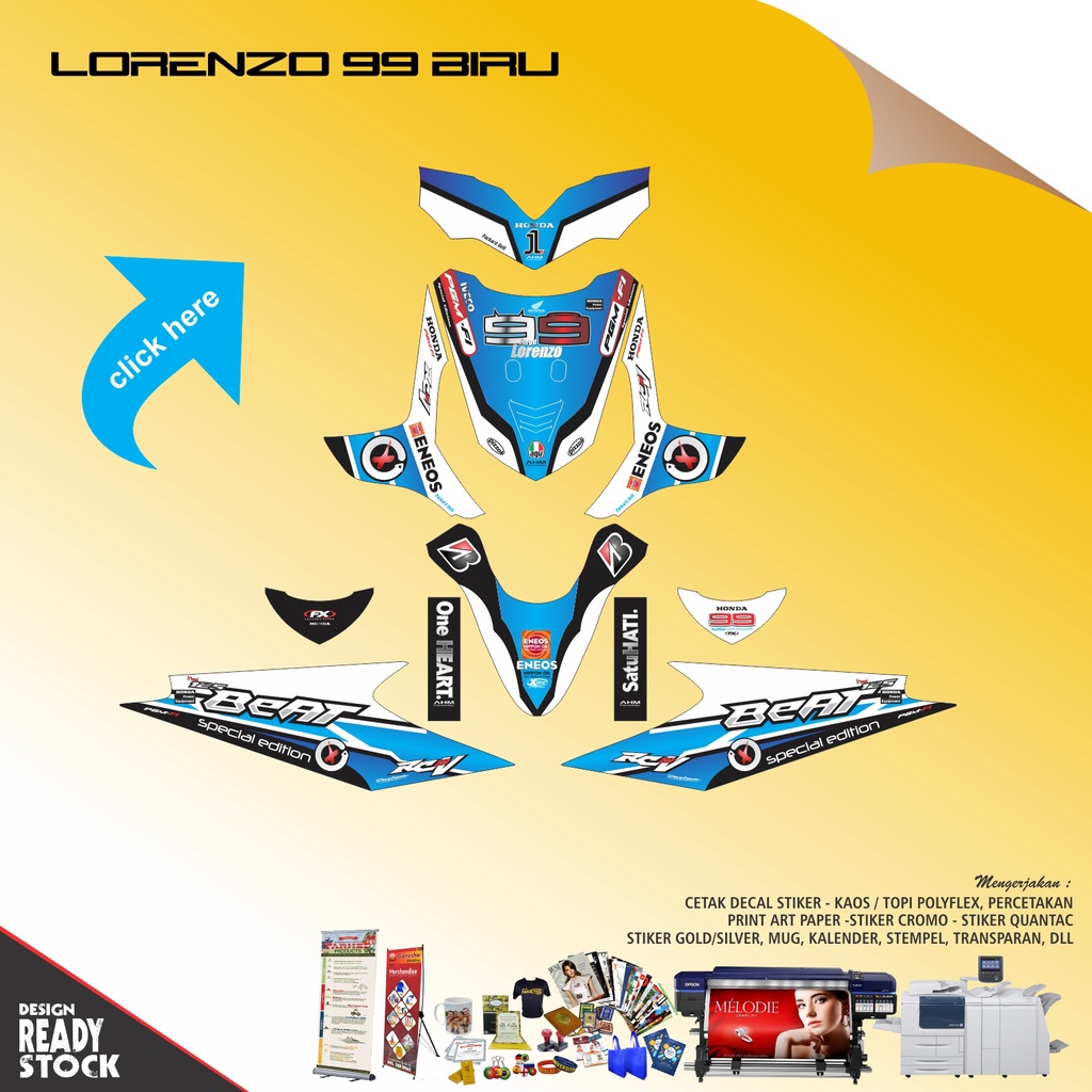 DECAL STICKER HONDA BEAT KARBU LORENZO BIRU