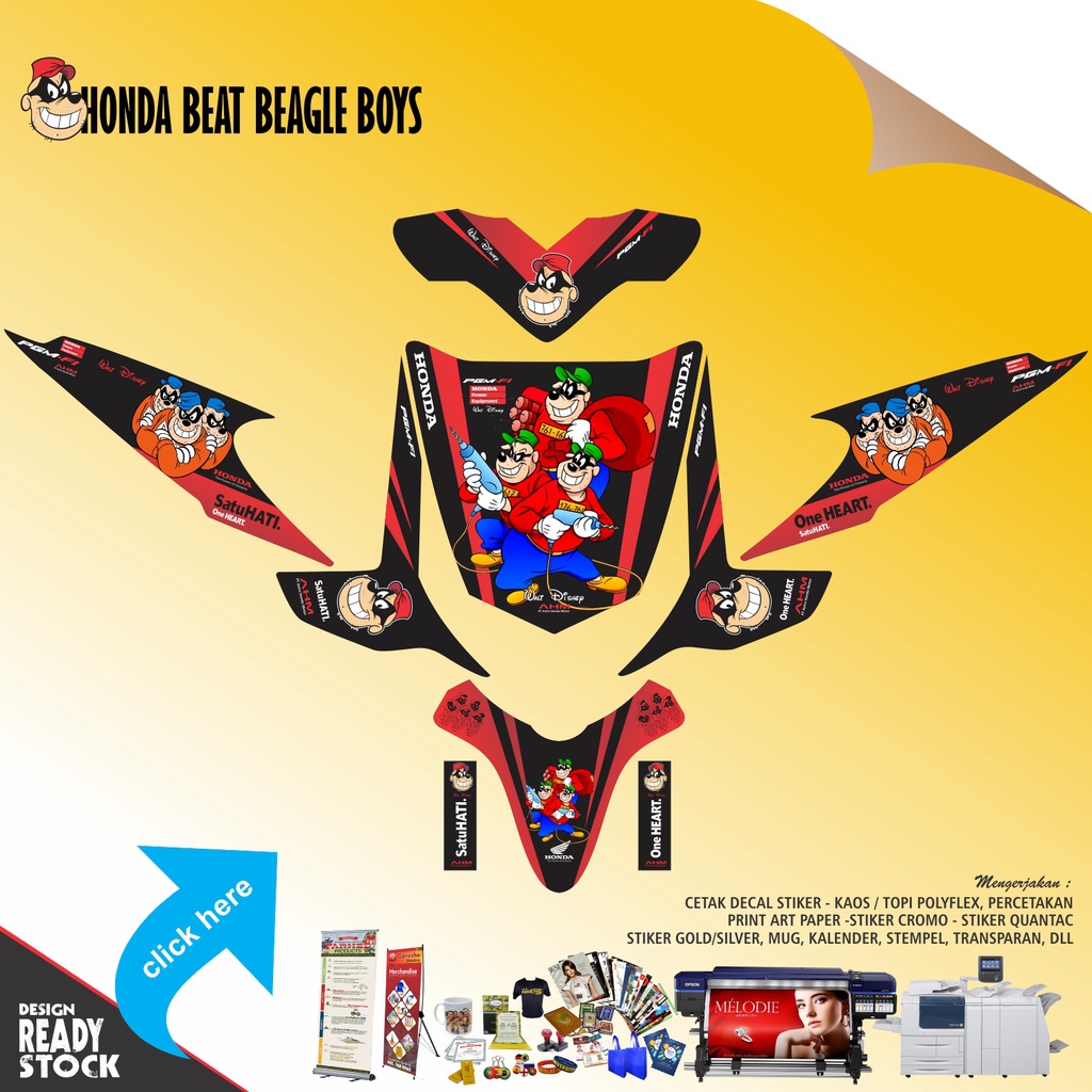 DECAL STICKER HONDA BEAT KARBU BEAGLE BOYS-HITAM