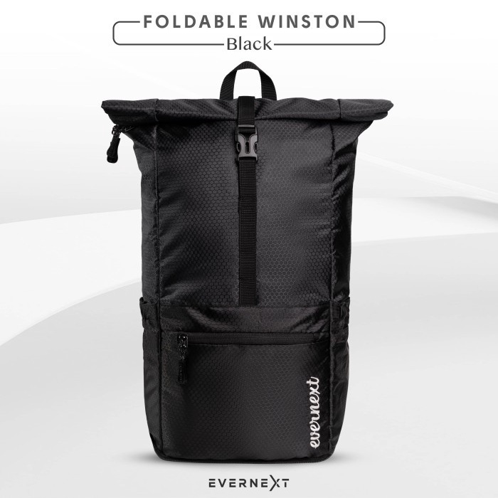 tas Tas Ransel Lipat Pria WINSTON Foldable Bag Tas Punggung Travelling Bes - BLACK(C8C9) tas ransel 