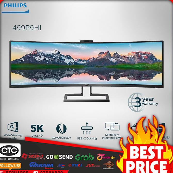 Monitor Led Philips 499P9H1 49" Inch Curved-5K 5Ms Hdmi Dp Usb C Malaikaer