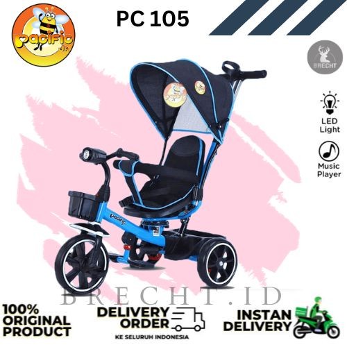 Promo Sepeda Roda Tiga Anak Pacific 105 Stroller Headlight
