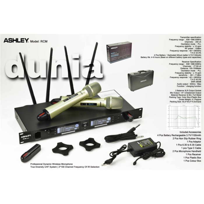 Mic Wireless Ashley RCM Original Handheld Rechargeable ASHLEY RCM Re