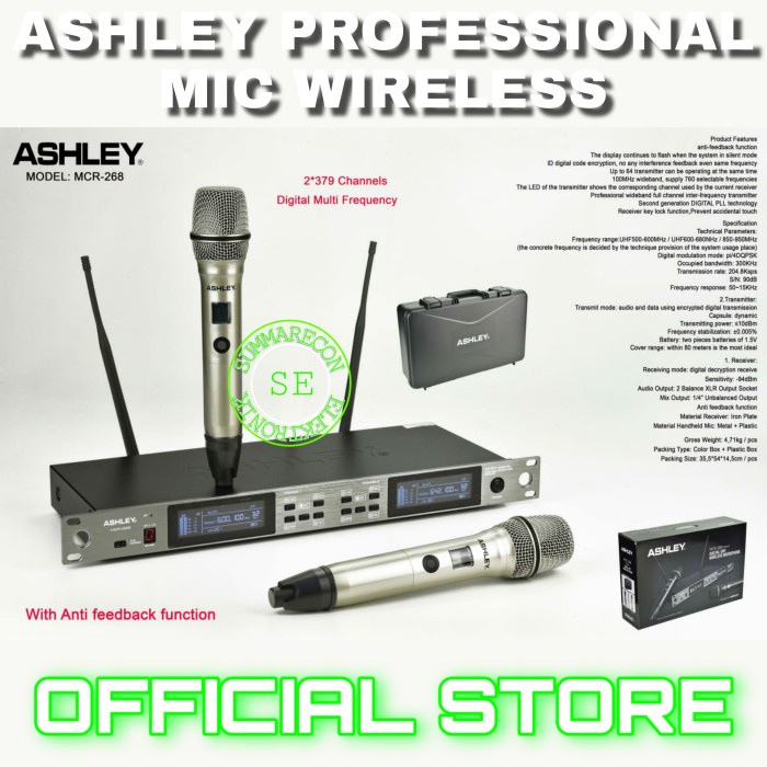 mic wireless original ashley mcr 268 microphone karaoke mic wireless