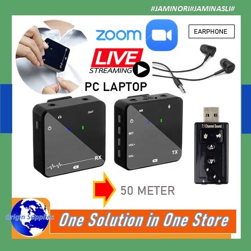 Microphone Mic Clip On Wireless USB PC Zoom Laptop 50Meter laptop