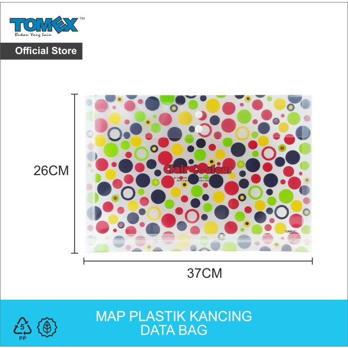 

Termurah Map Kancing Plastik / Data Bag / Tomex Clair Couleur 6 Pcs/Pack Original