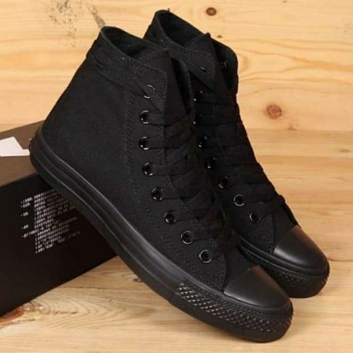 PROMO Sepatu All Star Classic High Full Black Hitam Polos
