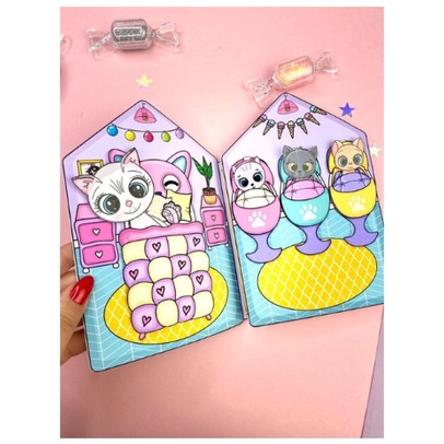Quiet Book Cat House Paper Doll Anak Mainan Edukasi Ready