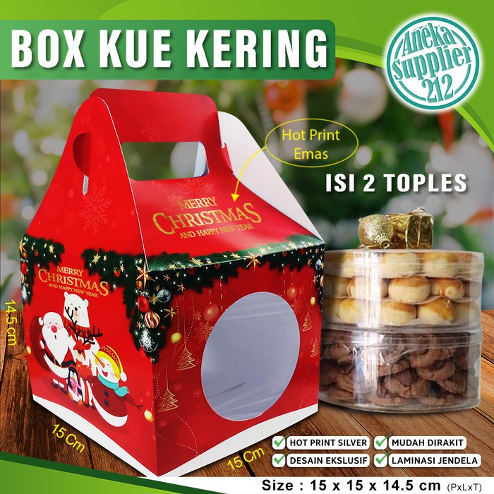 

TERBARU Dus Kotak Natal - Box Kue Kering Christmas - Isi 2 Toples - MERAH