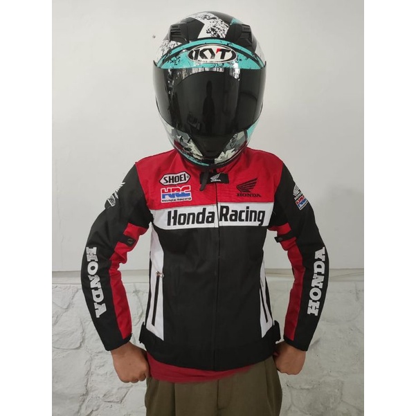 Jaket Motor Touring Pria Honda Racing Bahan Cordura Tebal anti angin anti air