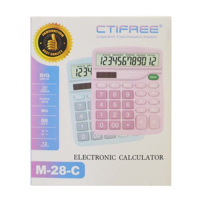 

Kalkulator Calculator Ctifree M-28 / M-28C Warna Pastel Mirip Citizen