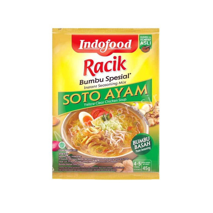 

Promo Indofood Bumbu Soto Ayam [45Gram /24 Pcs /Box ]