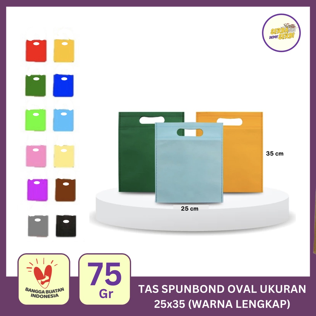 

Tas Spunbond 25 x 35 Oval Kain Goodie Bag Serbaguna Shopping Tote