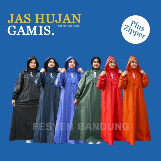 Jas Hujan Gamis Wanita Muslimah (Zipper) - Hijas