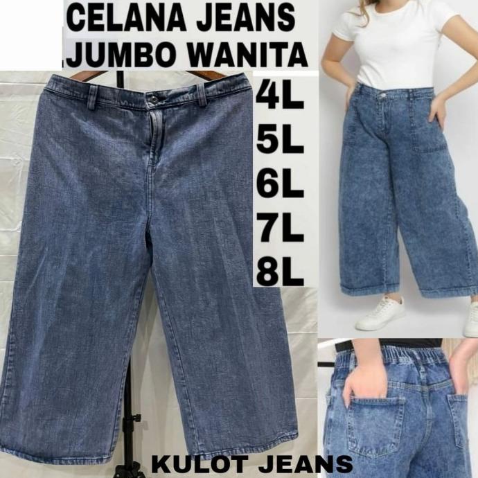 FLASH PROMO CELANA PANJANG WANITA JUMBO CELANA JEANS WANITA KULOT JEANS BIG SIZE HOT SALE