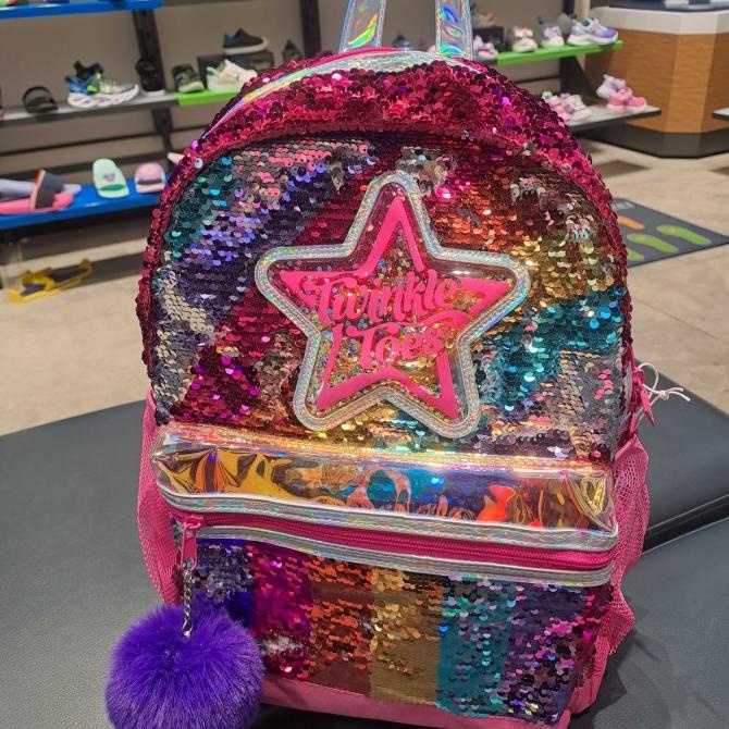 Tas ransel backpack Skechers Original Twinkle toes rainbow sequin pink