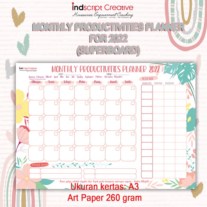 

Promo Monthly Productivities Planner Board 2022